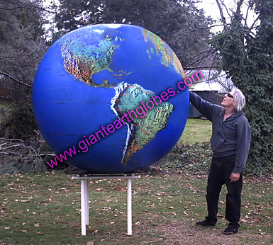 6 ft topo world globe balloon on table