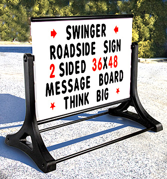 Roadside swinger sign