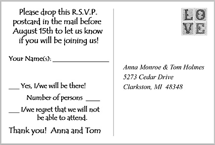 RSVP reply card back