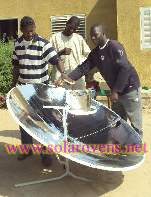 solar parabolic cooker in use in Africa
