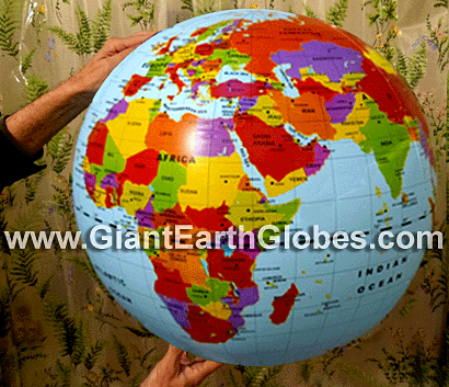 Pangda 2 Pack 16 Inches Inflatable Globe Blow up World Globe Beach Ball Globe 