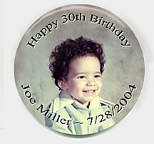 birthday button photo magnet 2 1/4 inch round