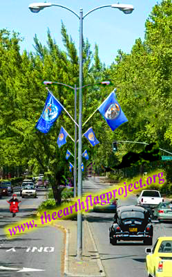 earth flag project street scene in chico california