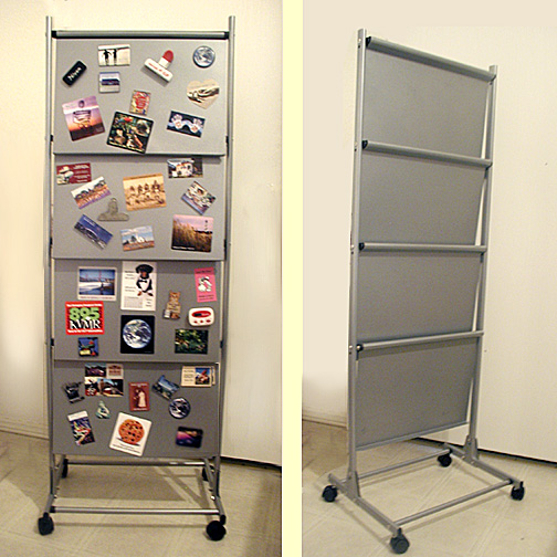 tall metal magnet display rolling wheels