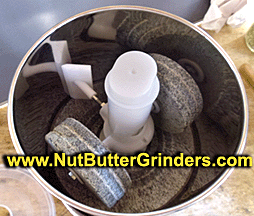 nut butter stone grinder kitchen showing stones